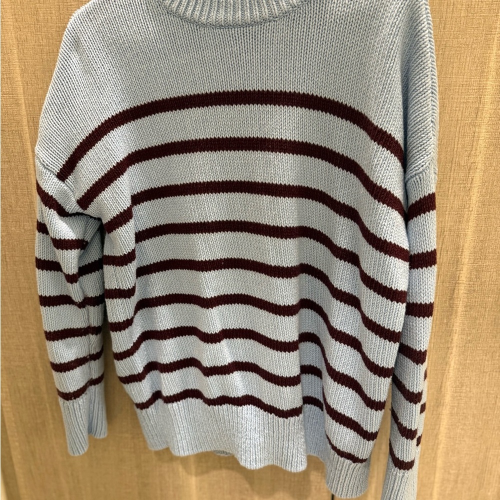 LOFT Light Blue Ribbed Knit Sweater